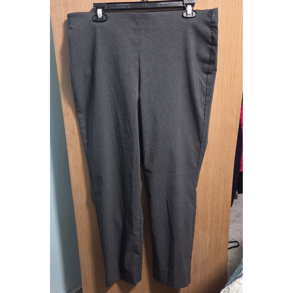 Charter Club Chelsea‎ Skinny Ankle Pants Grey Micro Houndstooth Pull On Size 14